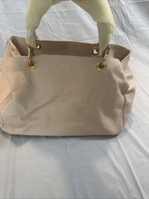 JMW Mark & Graham Beige Womens Handbag Italy Bamboo Handle