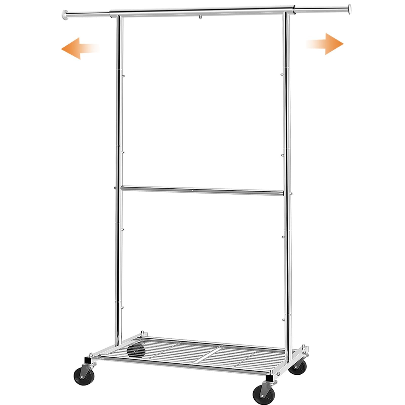 Standard Clothing Garment Rack Rolling Clothes Organizer with Wheels and Bottom
