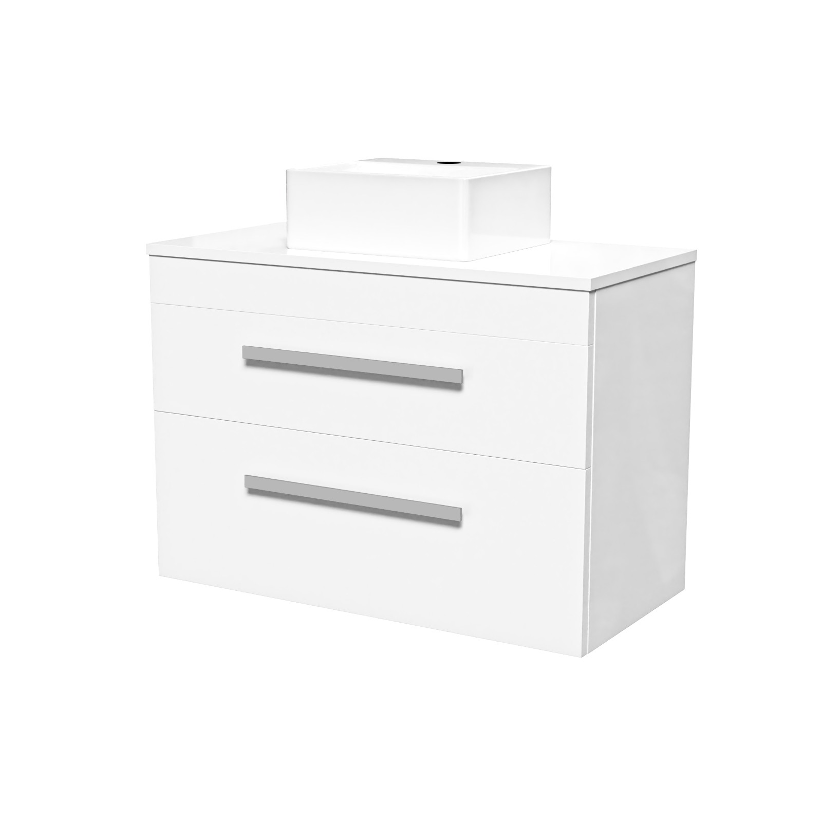 Nes Home 800Mm Wall Hung Cabinet With Countertop Rectangular Basin And Worktop - Image 2
