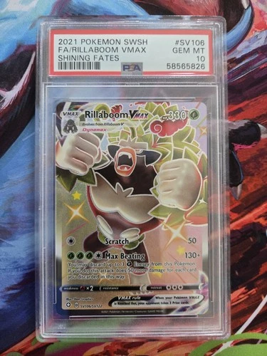 Pokémon Rillaboom VMAX Shiny Holo Rare SV106/SV122 Shining Fates PSA 10 English