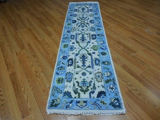 Turkish Oushak Rug Modern Multicolored Area Rug Handmade Bohemian Rug 2.1x8