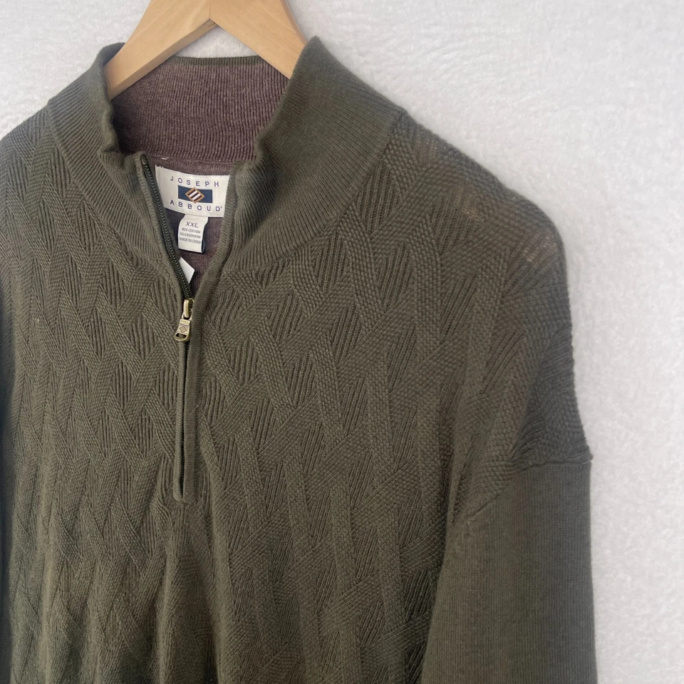 Suéter JOSEPH ABBOUD Para Hombres 2XL Algodón Cachemira 1/4 Cremallera Pullover Verde Oliva NUEVO Foto 3 de 4