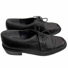 Stuart Weitzman Size 7 W Oxford Grey Flannel And Black Leather Loafers