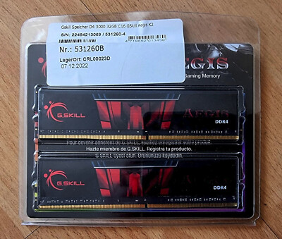 32GB G.Skill AEGIS DDR4 RAM Arbeitsspeicher (2x16GB) 3000 MHz CL16 SDRAM DIMM