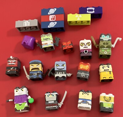 Sick Bricks Figures Lot Of 15 + 6 Lego Pieces Rectangle PVC Toys Cake Toppers