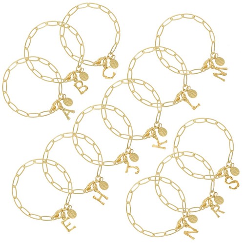 Susan Shaw Bambus Initial Büroklammer Kippkette Armband 24k TGP USA Neu mit Etikett! $ 62
