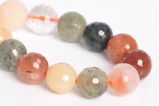 6MM Natural Multicolor Rutilated Quartz Beads A Micro Faceted Round Beads 7.5"