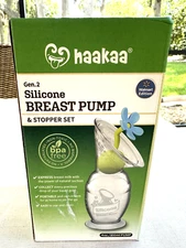 Haakaa Gen 2 Silicone Breast Pump & Stoppers Set-NEW-Free Shipping Portable
