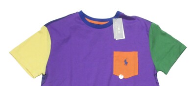 Polo Ralph Lauren Men's Purple Multi Colorblock Classic Fit Ringer