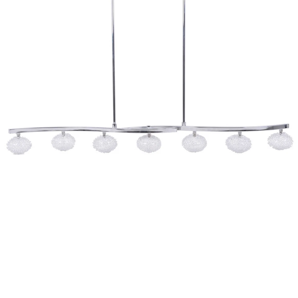 Luce a Sospensione Plafoniera Lampada Lampada 7 Fiamma Cromato Vetro Design - Immagine 2 di 4