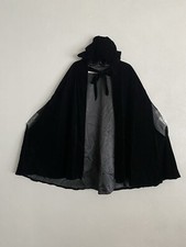 Womens Poncho Cape Velvet Black Hooded One Size