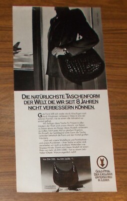 Seltene Werbung vintage GOLD-PFEIL Luxus Lederhandtasche für Frauen 1980
