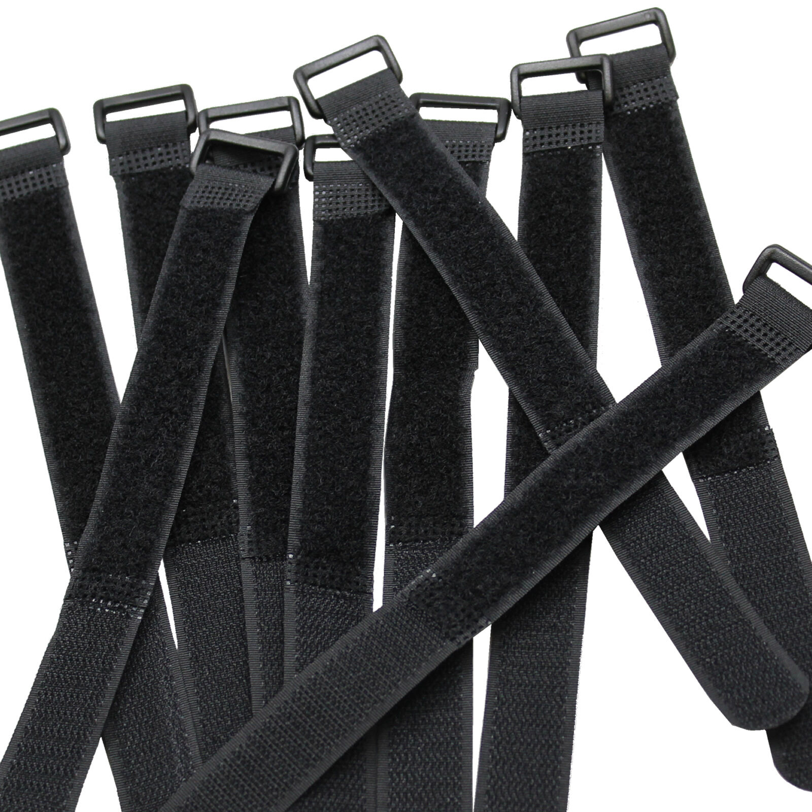 10 Qty 8" Black Cable Ties ~ Wire Cord Straps Reusable Hook & Loop ~ USA Seller