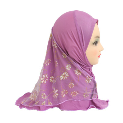Muslim Kids Girls Hijab Scarf - One-Piece Design For Ages 2-6 Years, Black Polyester, With Tags
