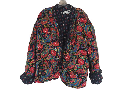 Chaus Woman 3X Red Blue Black Paisley Blazer jacket Lined warm
