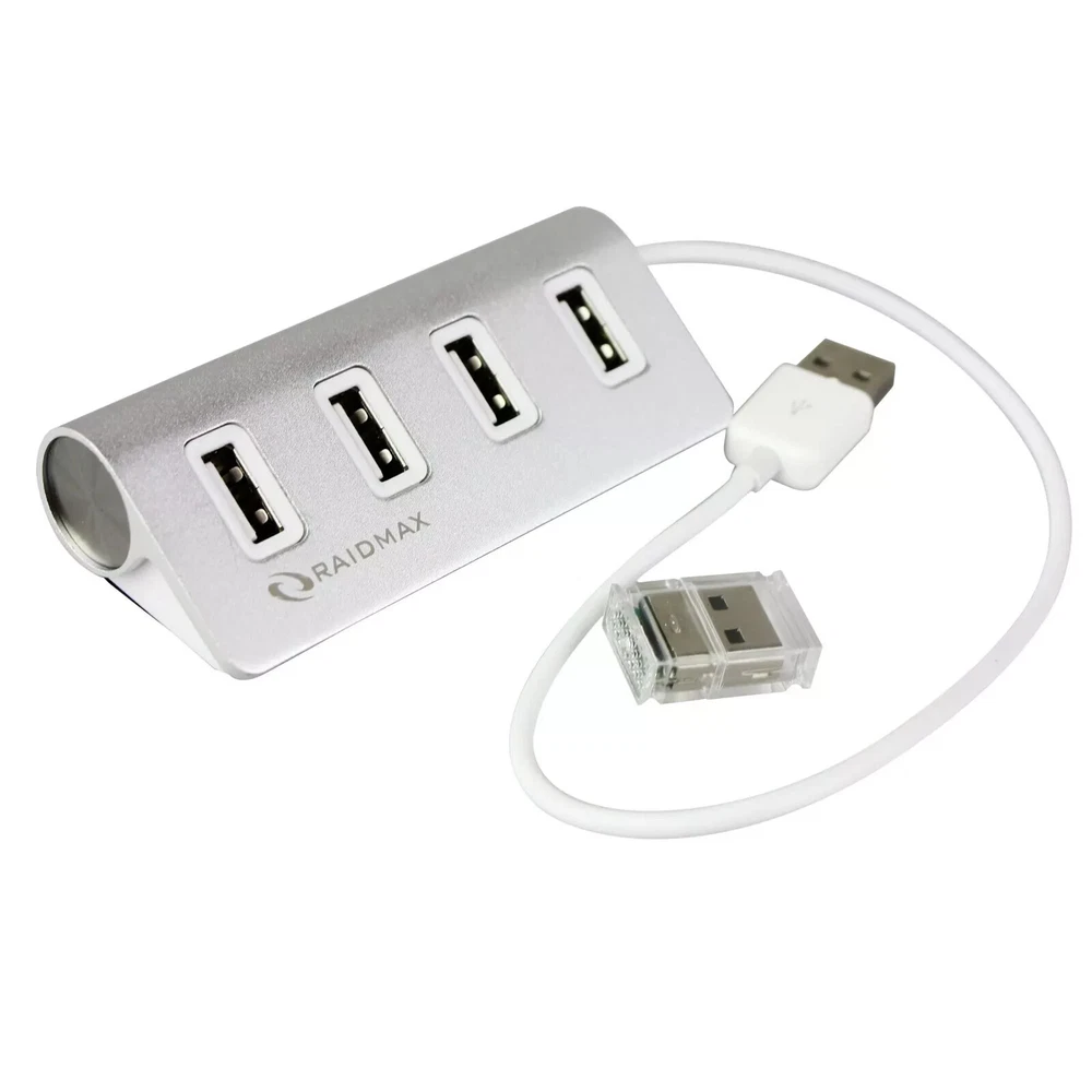Aluminum 4 Port USB Hub High Speed Adapter Cable + Micro SD(TF) Card Reader