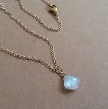 Sundance Charm Artisan Jewelry Handmade Gold Plated Necklace Natural Moonstone