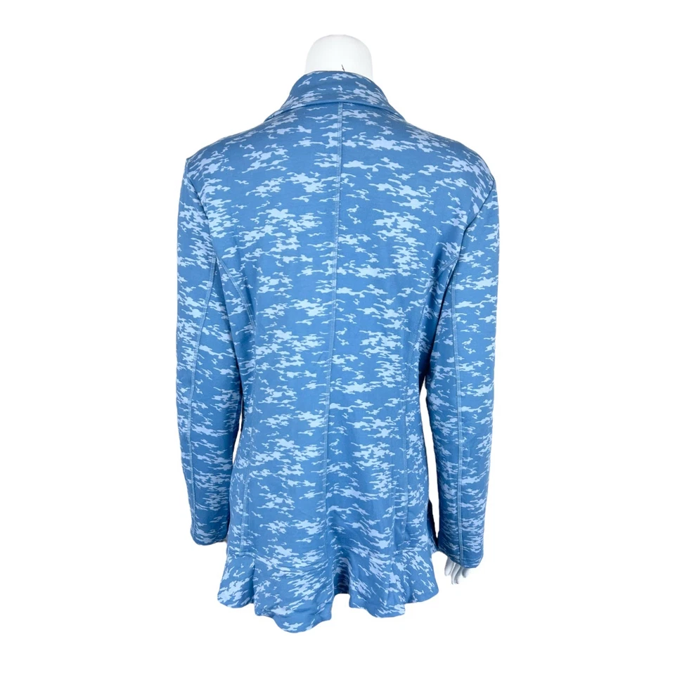 Blazer LOGO by Lori Goldstein para mujer mini camuflaje de felpa francesa azul 1X talla grande Foto 2 de 2