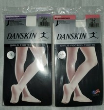 LOT 2 Pairs Danskin Tights Child's Run Resistant Dance Tights SIZE S 4-6 White