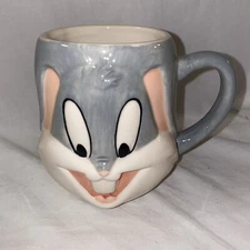 Looney Tunes BUGS BUNNY Cup Mug 3D Face 4.25” Tall Amscan Inc Vintage