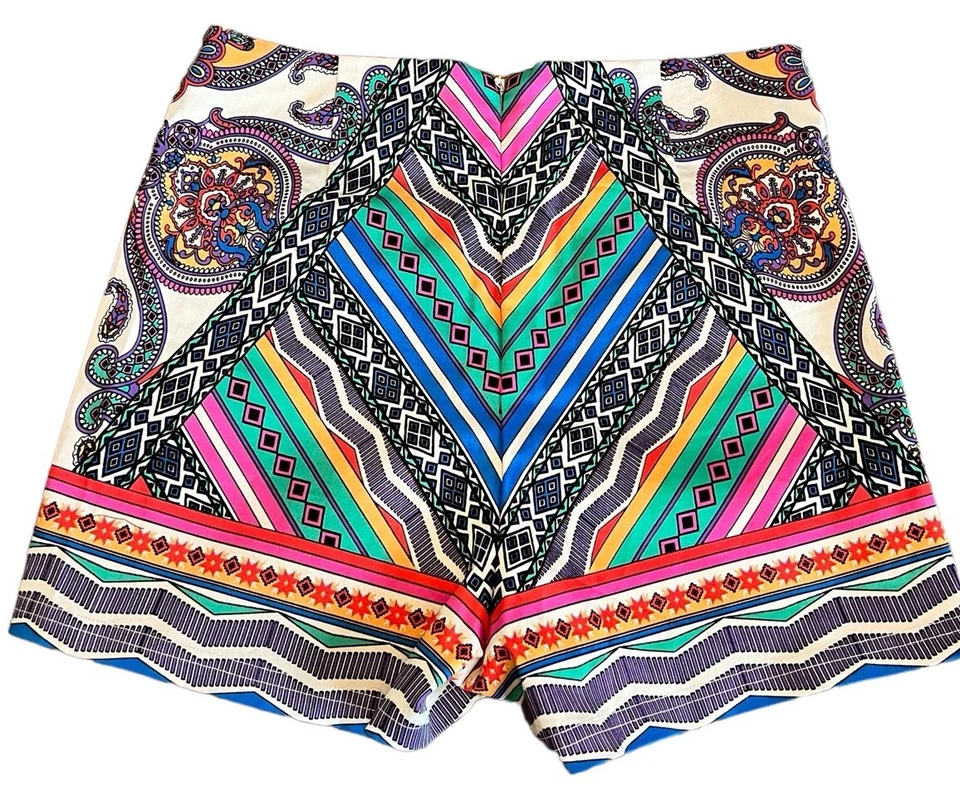 Pantalones Cortos Flying Tomato Mujer Talla M Multicolor Boho Cintura Alta Cremallera Cierre Elástico Foto 3 de 4