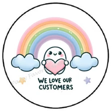 WE LOVE OUR CUSTOMERS SMALL BUSINESS ENVELOPE SEALS LABELS STICKERS PARTY FAVORS
