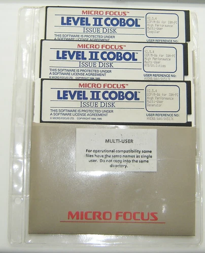 Micro Focus Level II COBOL Multi User Software 3x 5.25 Floppy Disks For IBM PC