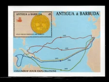 Antigua 1988 - Columbus Exploration - Souvenir Stamp Sheet - Scott #1101 - MNH