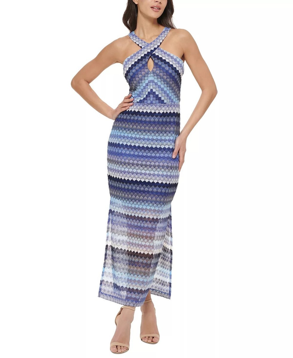 Guess Women's Crochet Lace Halter Maxi Dress Size 14