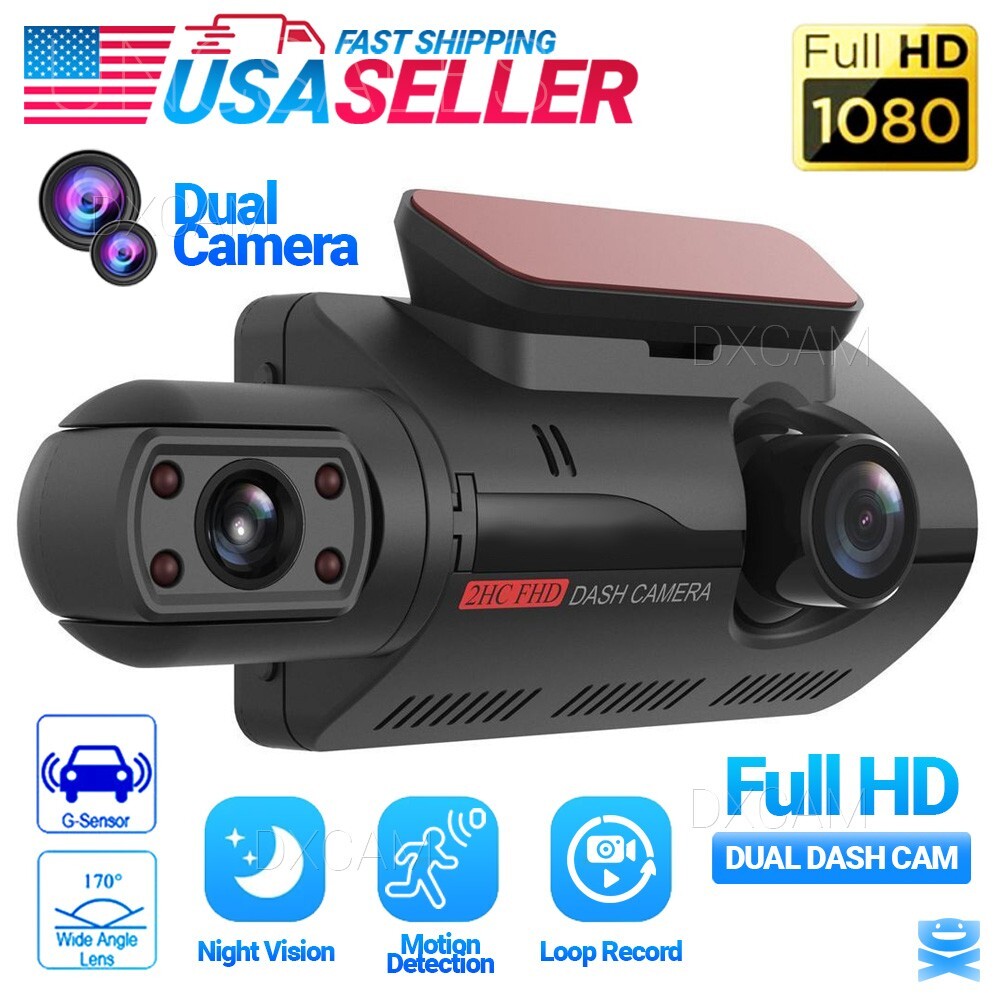 Dash Cam Dual Lens HD 1080P Car DVR Video Recorder G-Sensor Front Inside Camera