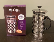 Mr. Coffee Polka Dot Coffee Press 32 oz. Mesh Filter Open Box Never Used 2015