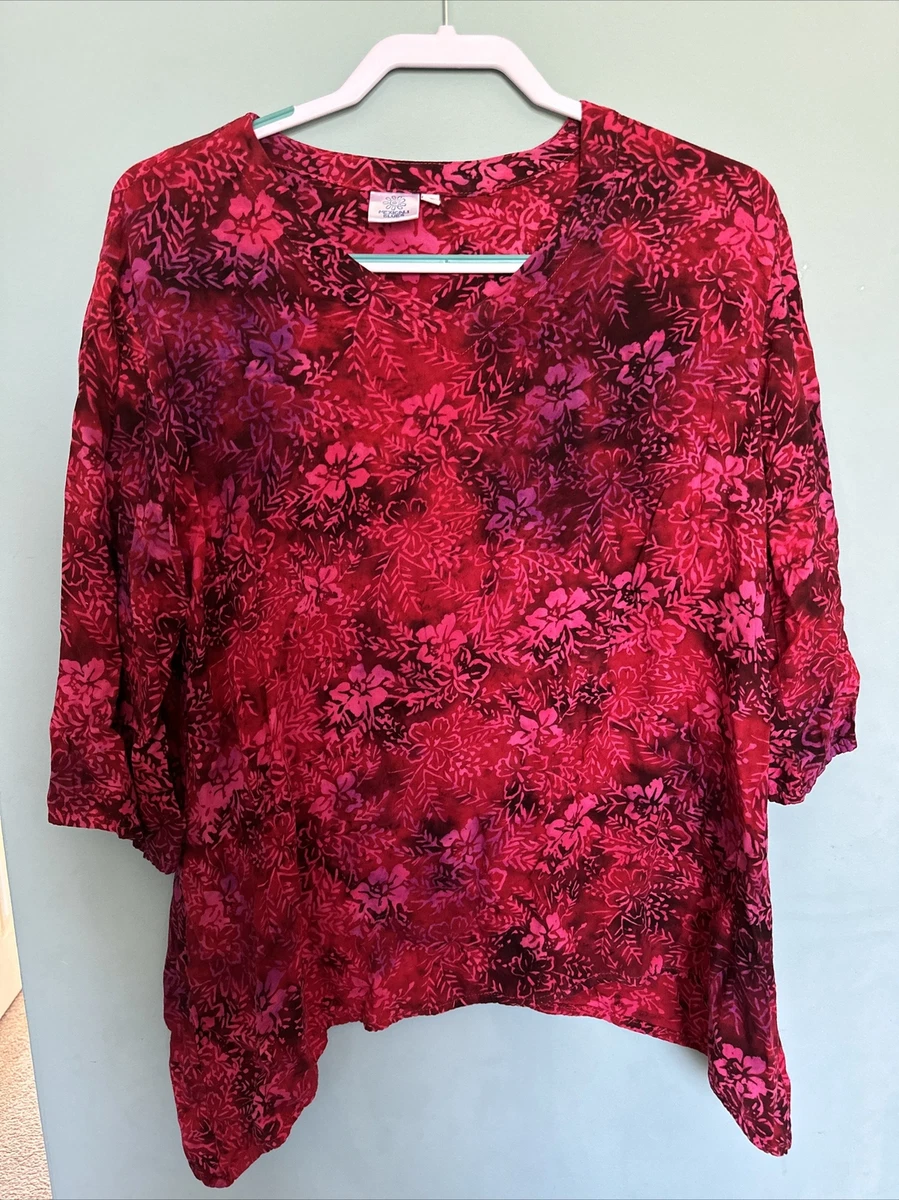 Mexicali Blues Womens Size M soft hippie shirt with 3 4 sleevs asymetrical hem