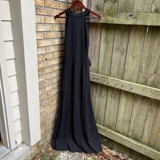 Windsor Black Backless Ruffle-Hem Evening Gown Large