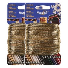 2 Pack 20 Solid Gold Needloft Craft Cord 40 Yards Total for DIY Projects