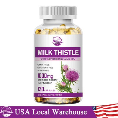 Organic Vitamin Milk Thistle Extract 120 Capsules Extra Strength Liver Cleanse