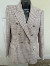 Zara Women's Pink Tweed Blazer Size S