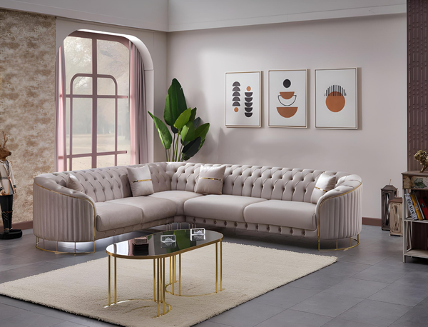 Ecksofa Grau Stoff L Form Sofa Couch Textil Design Modern Polster Wohnzimmer-image
