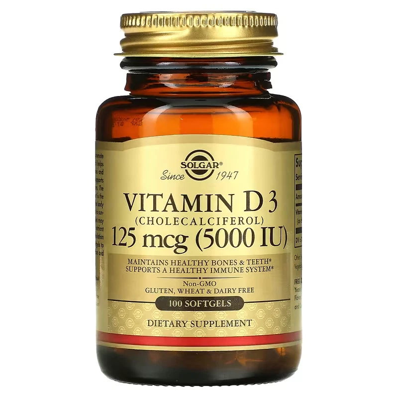 SOLGAR VITAMIN D3 5000IU (125 mcg) 100 softgels VITAMIN D3 - Bild 1 von 1