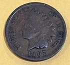 1907 Indian Head Penny. Free Shipping!
