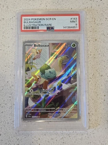Pokémon TCG Bulbasaur Stellar Crown Illustration Rare Card PSA 9 143/142 Sv07