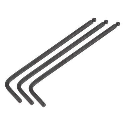 3Set 4mm Ball End Hex Key Wrench L Shaped Long Arm CR-V Repairing Tool Black