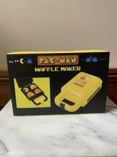 PAC-MAN Waffle Maker - 4 Waffles at Once - Yellow - Non-Stick - Easy Clean - NEW
