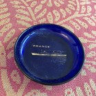 VTG SS France Ocean Liner Cobalt Blue gLass IVOREX? Trinket Coin PINTray Dish — photo 3