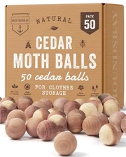 50 Cedar Balls for Clothes - Fresh Smell for Closets and Drawers - Protection...