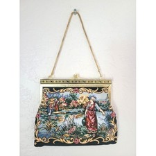 Vintage Tapestry Mini Clutch Handbag Purse French Country Victorian Hong Kong