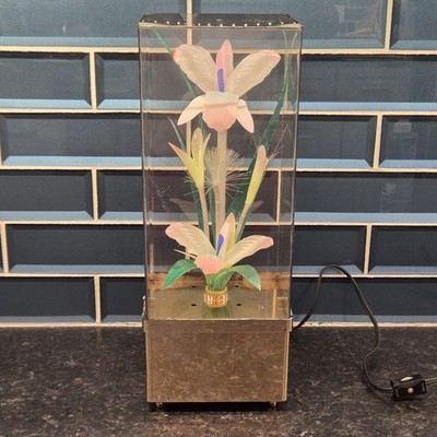 Vintage 1980 s Fiber Optic Color Changing Orchid Flower Lamp And Music Box Retro
