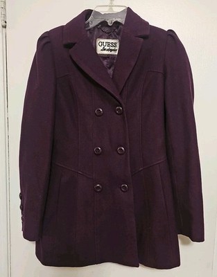 GUESS Los Angeles Purple 1981 Peacoat Vintage Classic Size S Wool Blend