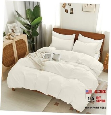 Cotton Duvet Cover Set 3 Pieces, 1 Duvet Cover 90x90 (Comforter Not Queen White