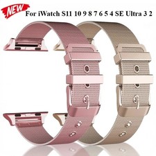 2 PCS For Apple Watch S 11 10 9 8 7 6 5 4 SE Ultra 3 2 Metal Milanese Loop Band