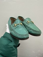 GUCCI GREEN Patent Leather Gold Horsebit Loafer Jordaan EU 35 US 5